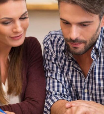 couple reviewing options